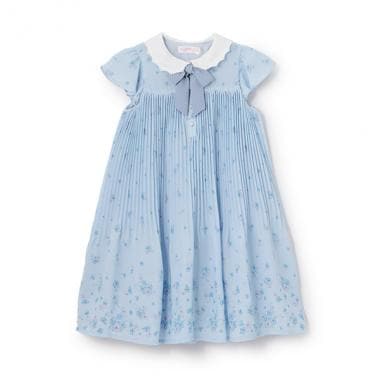 衿つき 花柄プリーツワンピース