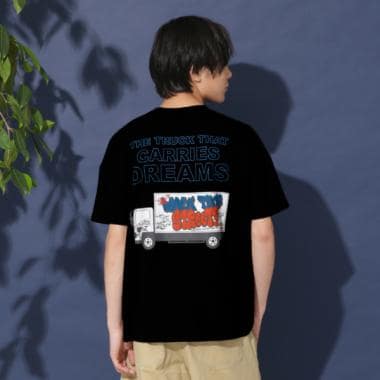 【防虫加工】バックグラフィティトラックプリント半袖Tシャツ