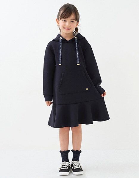 トドラー ダブルニットフードワンピース(110cm 紺): キッズ - ナルミヤ 