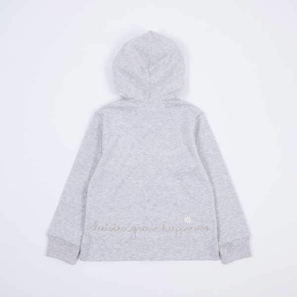 刺しゅうと花レースのパーカー(140～160)(140cm シロ杢): キッズ  