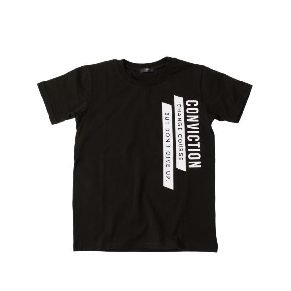 天竺・縦ロゴプリント半袖Tシャツ