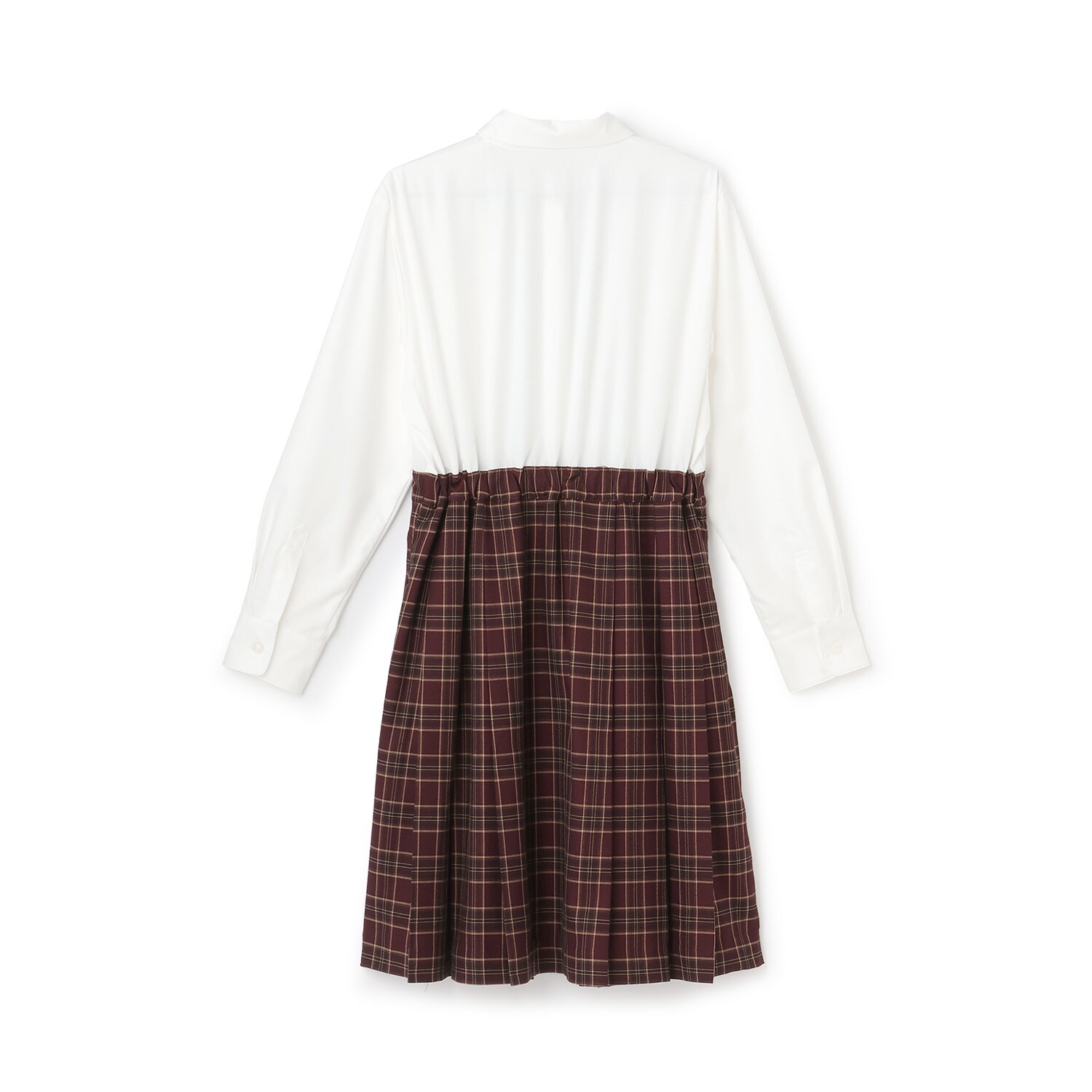 ポンポネットジュニア　ベスト付きワンピース　卒服　フォーマル　150 卒服】ドッキング長袖ワンピース(S(140cm) 赤): ジュニア