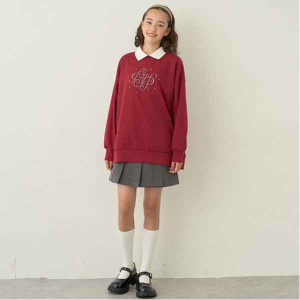 衿つきチュニック(S(140cm) ワイン レッド): ジュニア