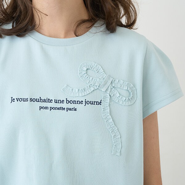 ポンポネット新品新作タグ付きリボンTシャツ140 トップス