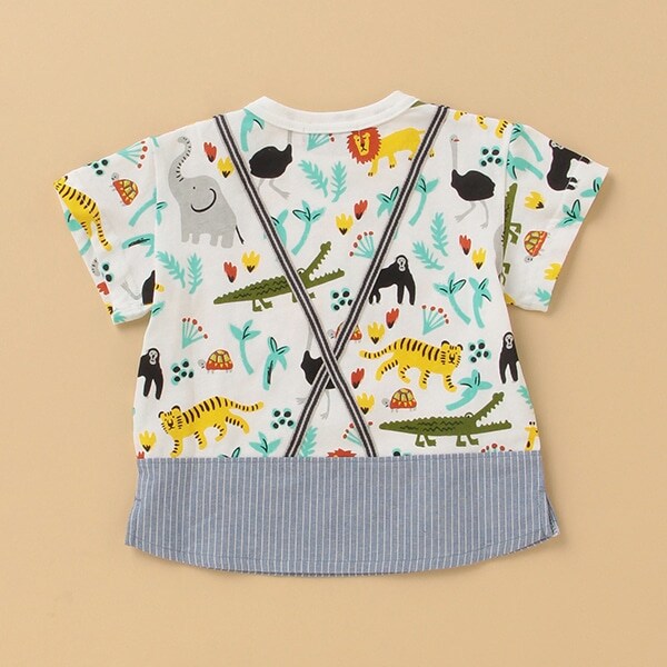 動物総柄サスペンダー風Tシャツ(80 オフ ホワイト): キッズ ナルミヤ オンライン公式サイト