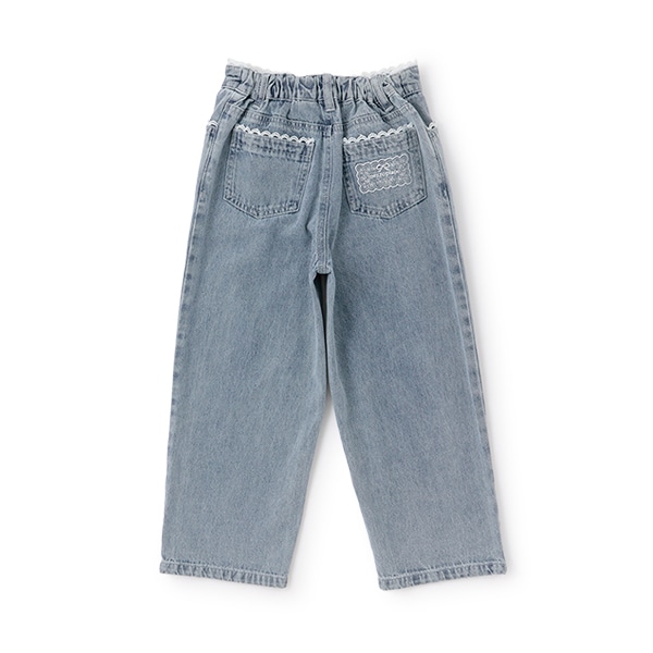 チャームつき レーストリム デニムパンツ(110cm サックス