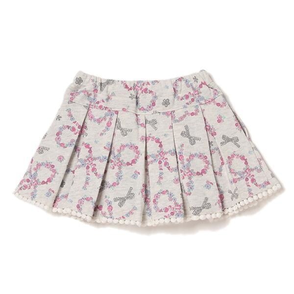 リボン花柄裏毛プリーツスカパン(90 トップ グレー): キッズ