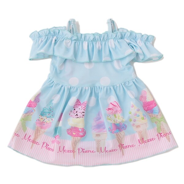 Narumiya Online ナルミヤ オンラインの公式通販サイトアイス柄オフショルワンピース水着 Swim 90 ピンク キッズ