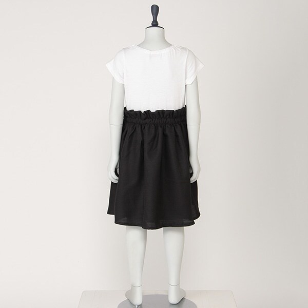 Narumiya Online ナルミヤ オンラインの公式通販サイトコスメプリント異素材切り替えワンピース 100 黒 キッズ