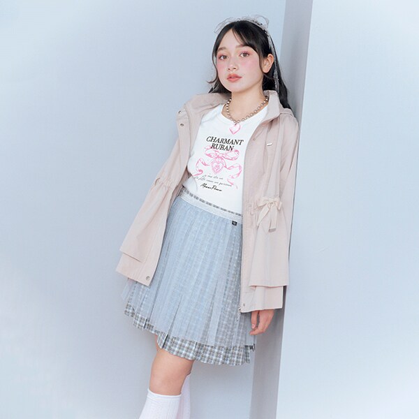 メゾピアノ　子供服　長袖　140cm 袖ドロスト リボン長袖Tシャツ(S(140cm) オフ ホワイト