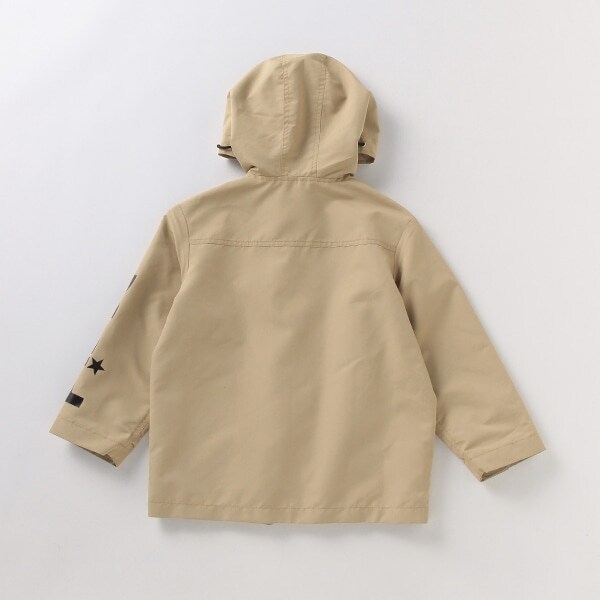 【美品】　MSGM キッズ(12Anni) 総柄ロゴ　アウター BOYSモチーフ刺しゅう中わたジャケット(80cm 薄カーキ): キッズ