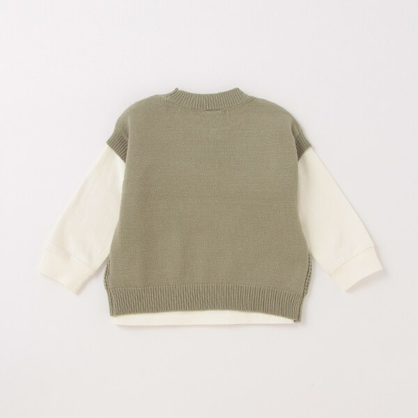 ニットベストTシャツセット(80cm モス グリーン): キッズ