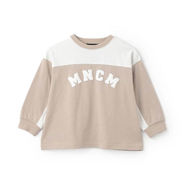 CHIKI☺︎ベージュ MNCM】【カイテキ天竺】バイカラービッグTシャツ(100cm 薄