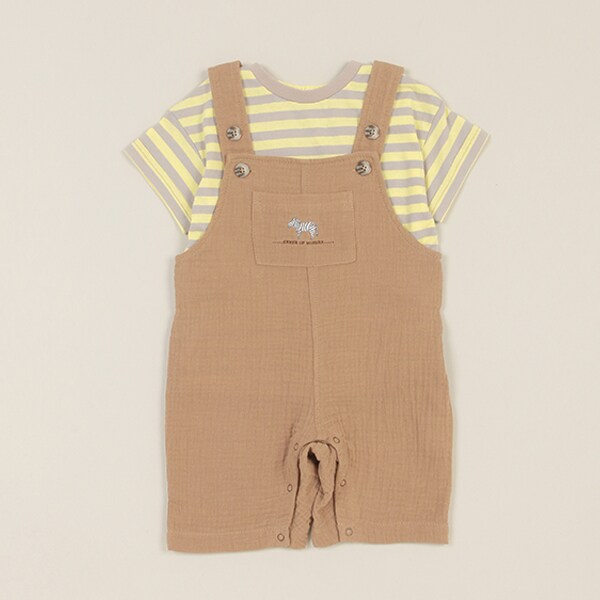 haruruさま専用　【gypsohila】サロペットマチャット ドットシャツ Tシャツサロペットセット(70-80cm ピンク): 新生児 - ナルミヤ