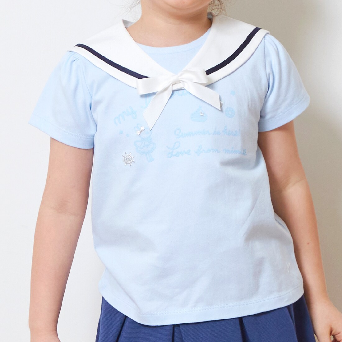 KP(ケーピー)2wayセーラーカラー半袖Tシャツ(90cm サックス