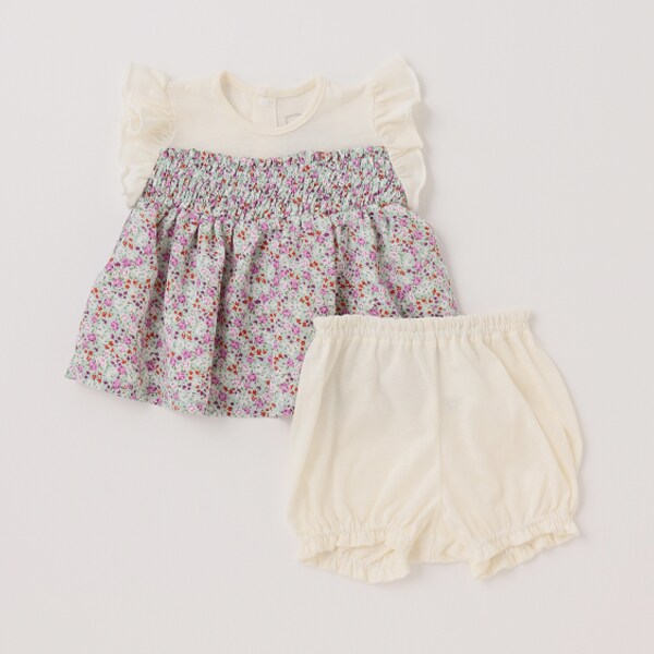 apolina チュニック、ブルマセット 18-24M セール50％OFF】小花柄スモッキングチュニック×ブルマー上下