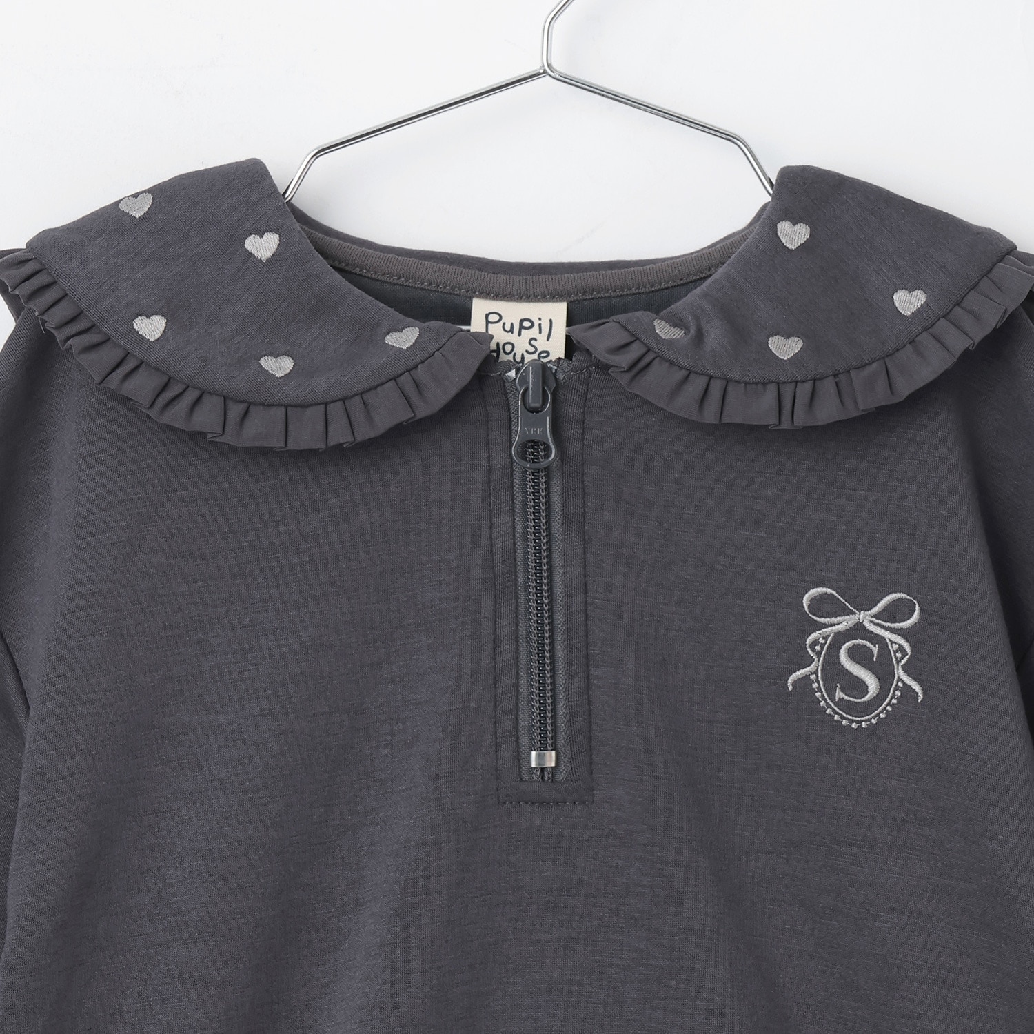 【希少】ジュニアゴルチエ／リブ編みハーフジップカットソー／黒 VINCENT ET MIREILLE ヴァンソンエミレイユ 8GG 畦編み ハーフ