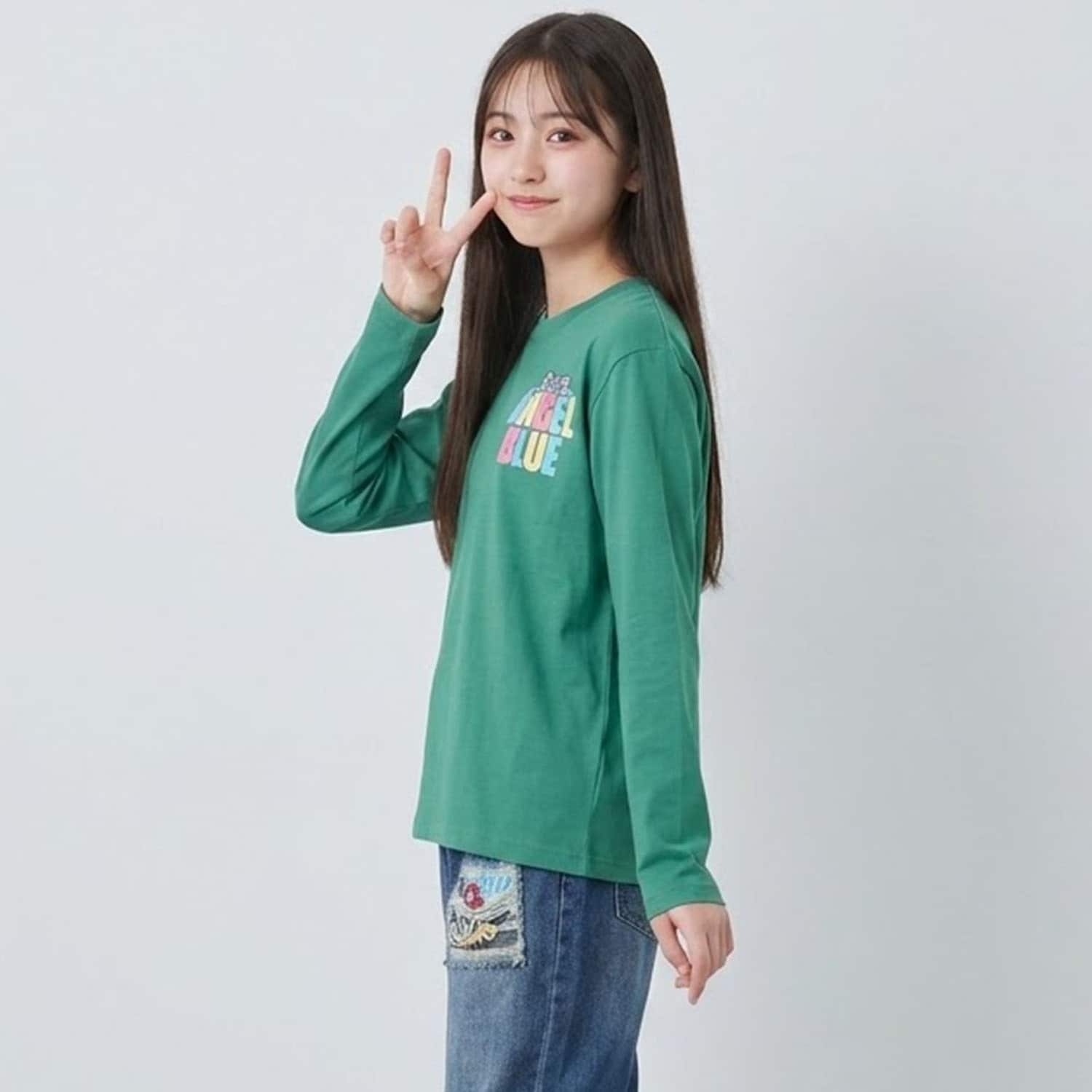 エンジェルブルー】ナカムラくんビックロゴ長袖Tシャツ(SS(130cm