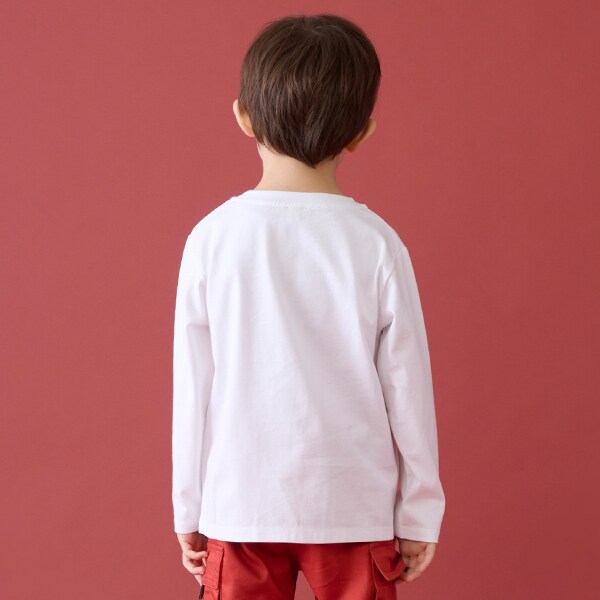 恐竜ギミック長袖Tシャツ(80cm オフ ホワイト): キッズ