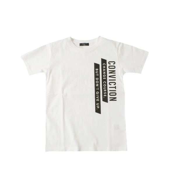 天竺・縦ロゴプリント半袖Tシャツ