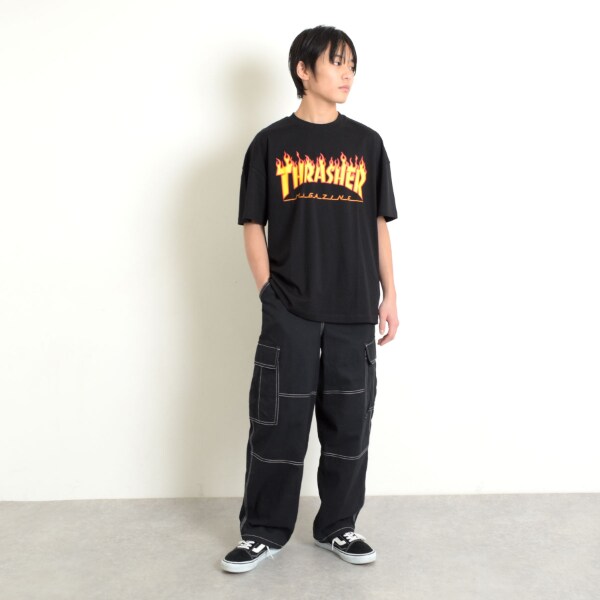 THRASHER】ファイヤーロゴビッグ半袖Tシャツ(140 ブルー