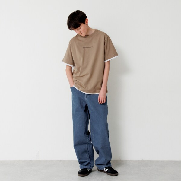 セットアイテム】メッシュニット 5分袖 レイヤードTシャツ
