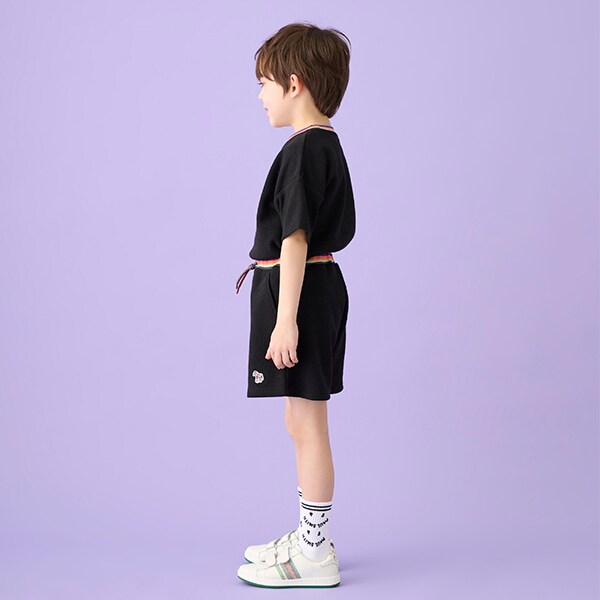 アーティストストライプリブショートパンツ(90cm 黒): キッズ
