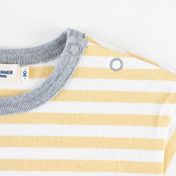Boden Tシャツ ボーダー アニマル アップリケ 汽車プリントアップリケのボーダーTシャツ(80～90)(80cm 黄