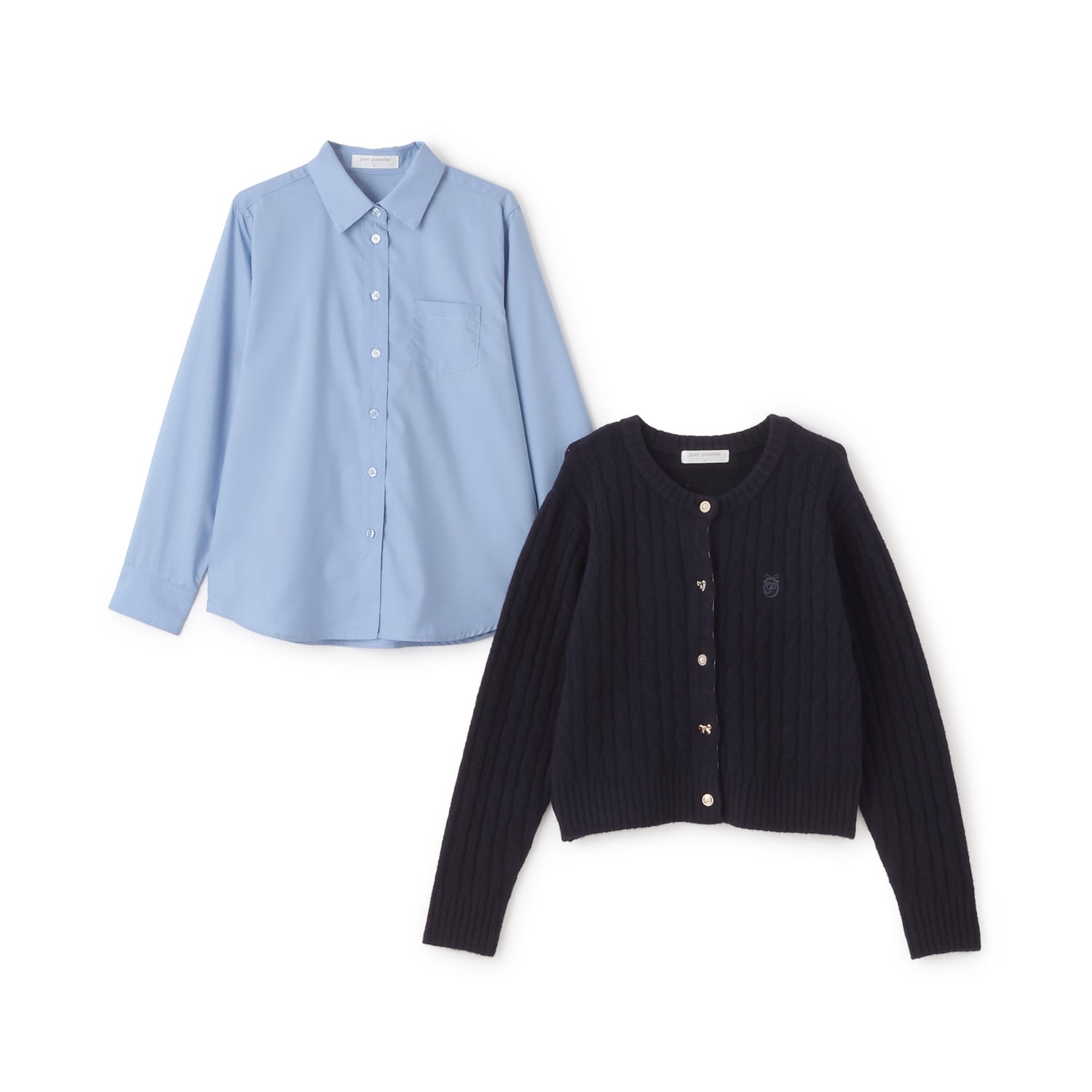 多釦カーデ＋シャツセット(S(140cm) グレー): ジュニア - ナルミヤ