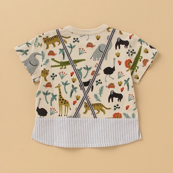 動物総柄サスペンダー風Tシャツ(80 オフ ホワイト): キッズ ナルミヤ オンライン公式サイト