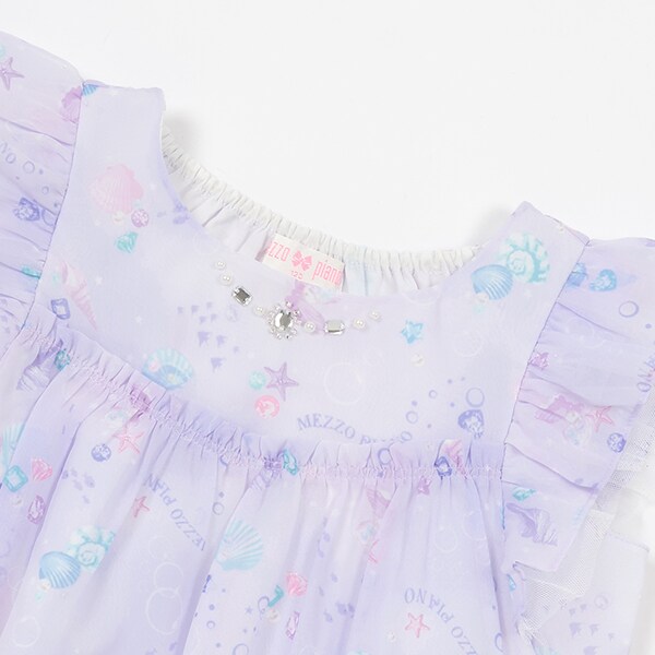 シェル柄シフォン チュニックブラウス(90cm ラベンダー): キッズ