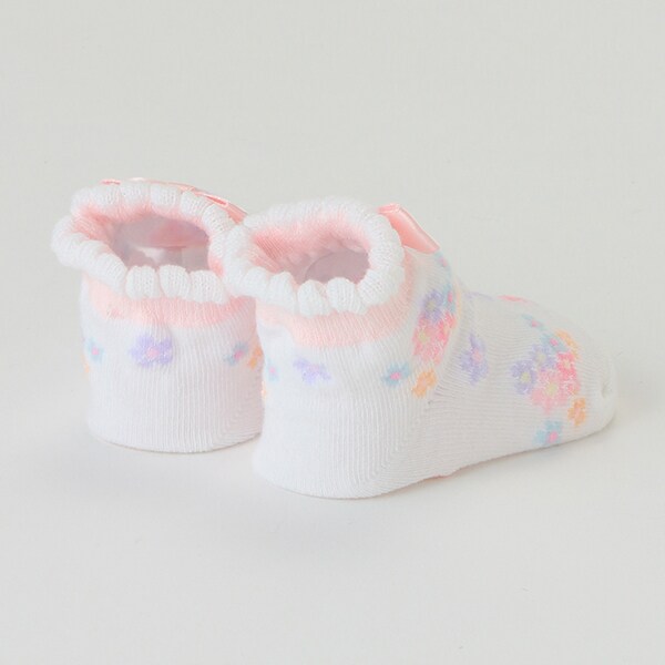 花柄ソックス【日本製】(9-11cm オフ ホワイト): 新生児