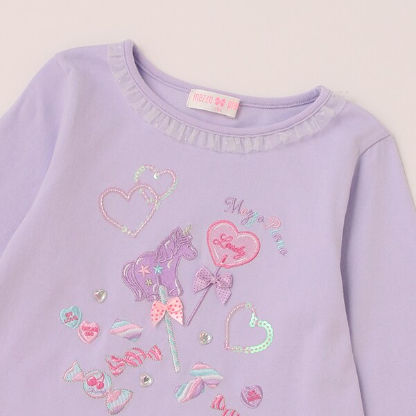★ユニコーンキャンディ刺しゅう長袖Ｔシャツ