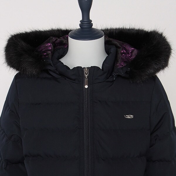 はっ水 ダウン入り裾刺しゅうフレアコート(120 紺): キッズ - ナルミヤ  