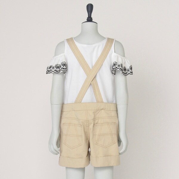 最新作 Annasuimini レースアップショートサロペット 新品 ブルー kids