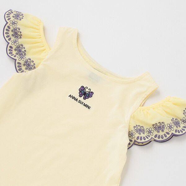 アナスイミニ 160【極美品】スカラ刺繍Tシャツ＆キュロット 人気商品再入荷】【直営店で取り扱い無し】袖スカラ刺しゅう 肩