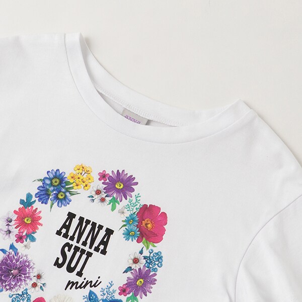花ロゴ肩スリットTシャツ(90cm 白): キッズ - ナルミヤ