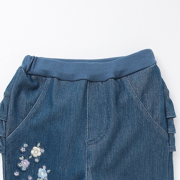 花ネコ刺しゅうカットパンツ(85-95cm ブルー): ベビー