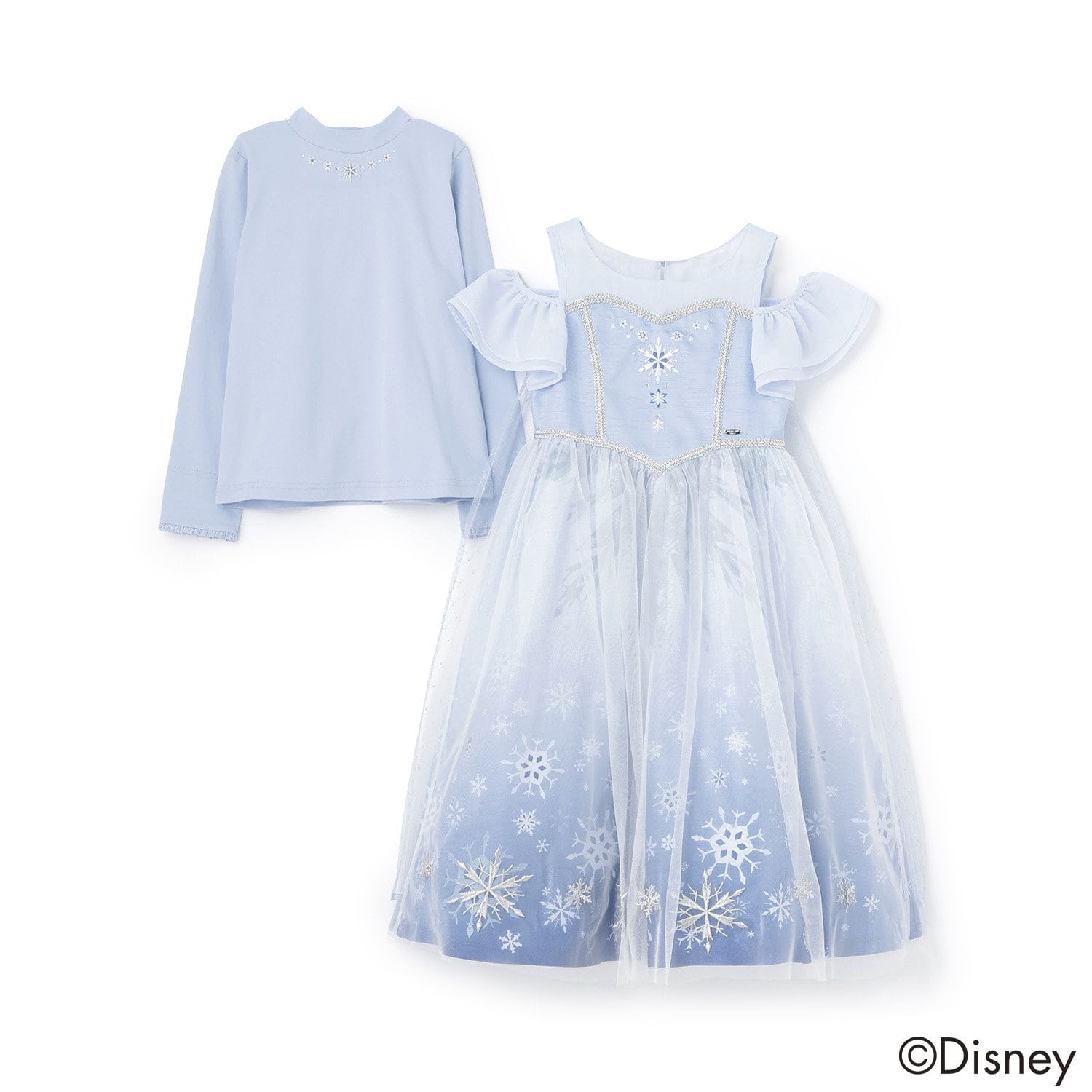 Disney】エルサ/なりきり風ワンピース＋ハイネック長袖Tシャツ(S(100