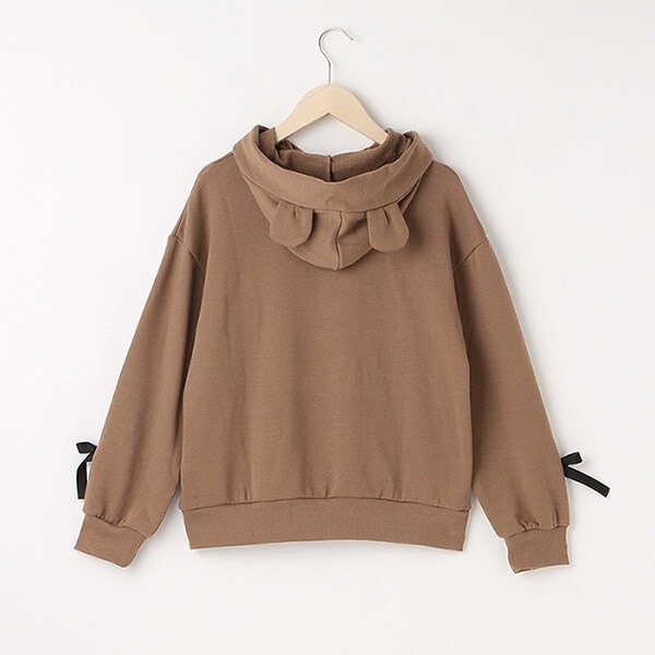 クマ耳フーディプルオーバー(120cm モデレート ピンク): ジュニア  