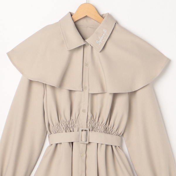 うさとの服　ワンピース　コート　ストライプ　ブルー×ベージュ うさとの服 ワンピース コート ストライプ ブルー×ベージュ