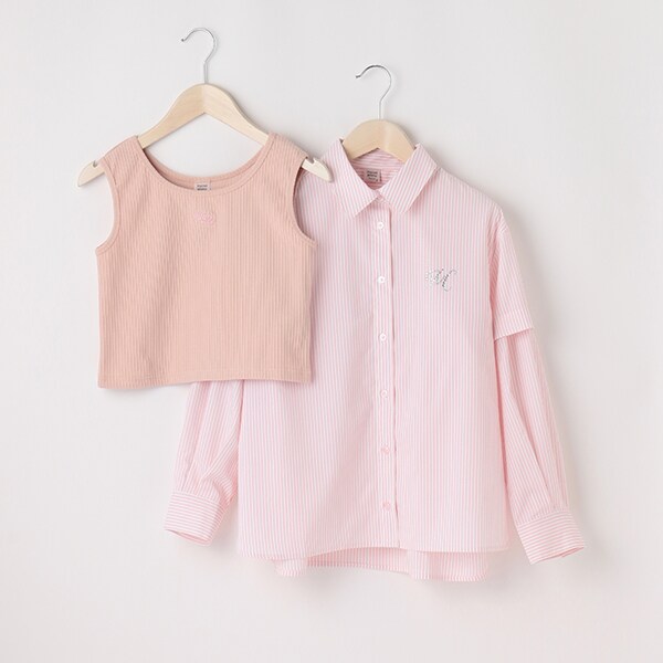 3WAYシャツ＆短丈タンクセット(S(140) ピンク): ジュニア - ナルミヤ 