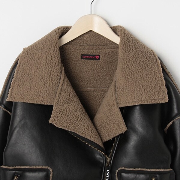 Narumiya Online ナルミヤ オンラインの公式通販サイト裏ボア ライダースジャケット S 140 ベージュ ジュニア