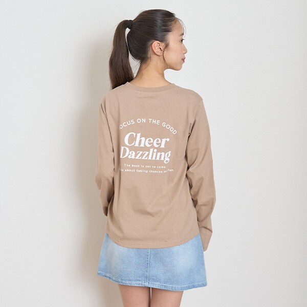 GOODPRICE】アニマル刺繍長袖Tシャツ(S(140cm) モカ茶