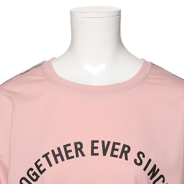 肩ストライプリボンTシャツ