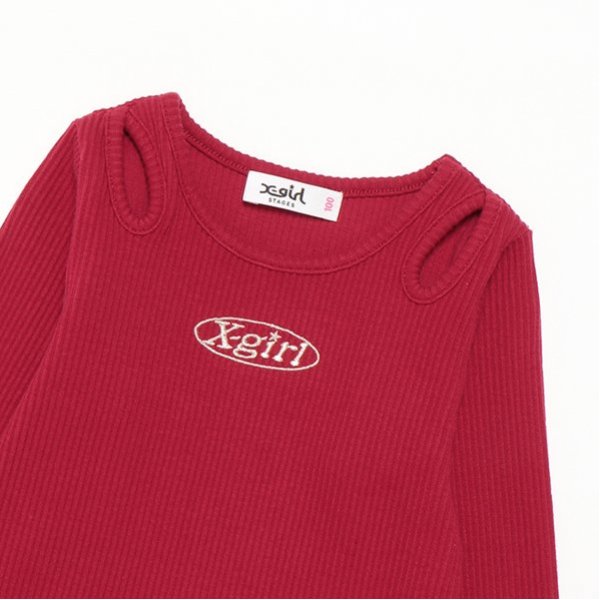 肩見せメタリックロゴテレコ長袖Tシャツ(100cm マルチ): キッズ