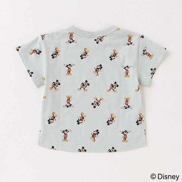 DISNEY】ミッキーマウスデザイン 総柄Tシャツ(80 エメラルド グリーン