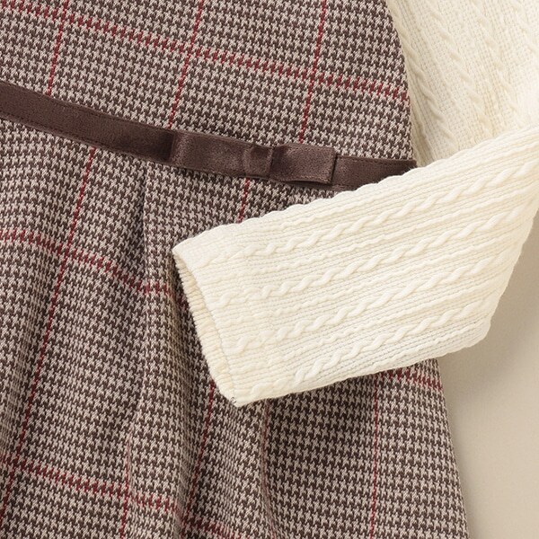 Narumiya Online ナルミヤ オンラインの公式通販サイトグレンチェックワンピース 日本製 80 モカ茶 キッズ