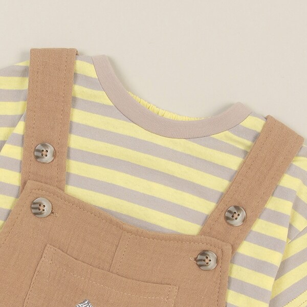 haruruさま専用　【gypsohila】サロペットマチャット ドットシャツ Tシャツサロペットセット(70-80cm ピンク): 新生児 - ナルミヤ