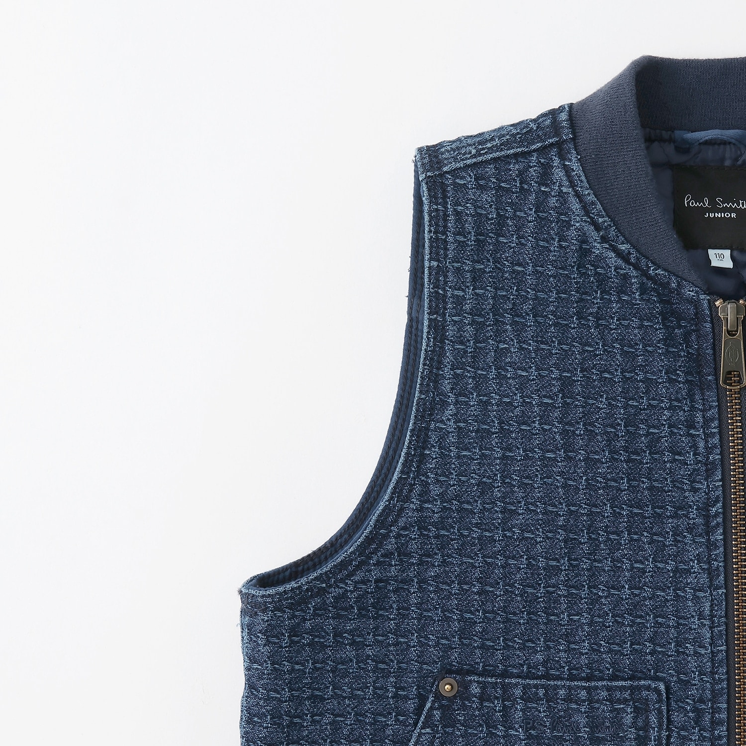 Dickies(R) × PS Paul Smith 刺し子デニム ワークベスト(110cm 紺